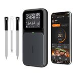 INKBIRD Meat Thermometer with Multi-sensor Probes, Wireless Meat Thermometer Probe,NIST Accredited Accuracy, AI Real-time Calibration, Smart Food Temperature Probe for BBQ Grill Oven Smoker INT-33-BW
