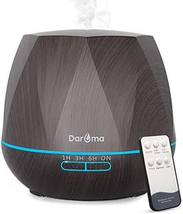 550ml Essential Oil Diffuser, DAROMA Upgraded Remote Control 6 in 1 Aromatherapy Ultrasonic Cool Mist Humidifier, 7 Color Changing Mood Lights & Waterless Auto-Off for Home Office Gift, Dark Wood
