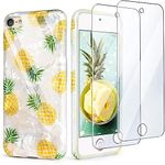 iPod Touch 7th Generation Case with 2 Screen Protectors, IDWELL iPod Touch 6 Case, iPod 5 Case, Slim FIT Anti-Scratch Flexible Soft TPU Bumper Hybrid Shockproof Protective Cover, Yellow Pineapple