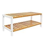 1ABOVE Bamboo Shoe Rack, Plant Rack, Perfect for Corridor, Living Room, Bathroom, Bedroom,Hallway or small spaces (Natural & White)