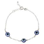 NEMICHAND JEWELS Pure 925 Sterling Silver Nazariya Evil Eye Bracelet for Women and Girls