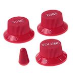 Kmise MI0293 Red Guitar Parts Set Switch Tip Single Coil Pickup Cover 1 Volume 2 Tone Knobs