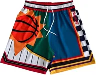 TPAZGHE Mens Sport Workout Gym Shorts Quick Dry Polyester Vintage Mesh Graphic Basketball Shorts with Pocket (Designs 001, S)
