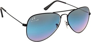 AISLIN® UV Protected Aviator Unisex Sunglasses - (Light Blue-Purple Lens | Matte Black Frame | Large Size | RB3026)