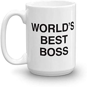 The Office World's Best Boss Dunder Mifflin Ceramic Mug, White 15 oz - Official Michael Scott Mug As Seen On The Office