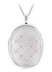 Tuscany Silver Women's Sterling Silver Etched Quilt Detail Oval Locket on Curb Chain 46 cm/18 inch