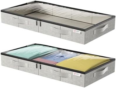Under Bed Storage Containers,Underbed Storage 4.5 Inches Low Profile with Sturdy Sidewalls/Bottom for Clothes, Blanket, Pillows and Shoes,Storage Organizer with Lids, Under the Bed Storage Bags 2Pack