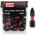 Saxton 24x PH2-25mm Impact Duty Phillips Screwdriver Drill Driver Bits Sets Tic Tac Box fits Dewalt Milwaukee Bosch