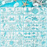 30 Pieces Sea Ocean Creatures Stencils 5 x 5 Inch Ocean Stencils for Painting Sea Animal DIY Pattern Templates Mermaid Stencils on Wood for Scrapbooking Drawing Tracing Furniture Wall Crafts