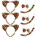 3 Set Tiger Costume Set Animal Ears Nose Tail and Bow Tie Animal Fancy Dress Costume Kit Accessories for Halloween Party Animal Costume