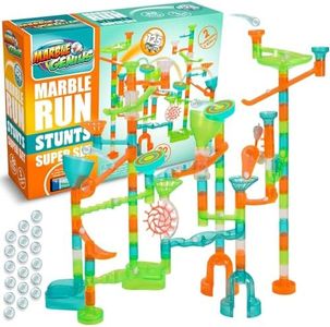 Marble Genius Marble Run Stunts Super Set: 125 Pieces Total, 20 Action Pieces Including 2 New Trampolines, Free Online App and Full-Color Instruction Booklet, Made for Ages 5 and Up