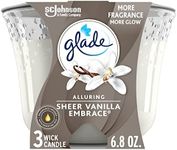 Glade 3-Wick Candle Sheer Vanilla Embrace, Quickly Fills Rooms With Essential Oil Infused Fragrance, 6.8 oz