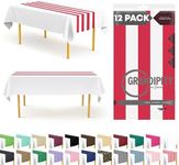 Patriotic Flag Theme 12 Pack Premium Disposable Plastic Table Runner 14 x 108 Inch. Table Runner for Dinner Parties & Events by Grandipity