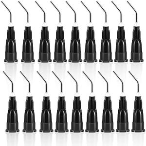 Fashionclubs Blunt Tip Dispensing Needles 20Ga,200pcs Disposale Dental Pre-Bent Irrigation Needle Tips,Black,Great for Oil or Glue Applicator