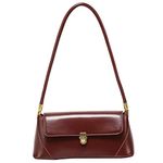 Small Clutch Shoulder Bag for Women Leather Mini Tote Handbag Purse with Buckle Closure (coffee)