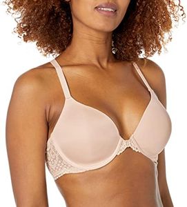 Maidenform Women's One Fab Fit T-Shirt Bra, Lightly-Lined Underwire Bra, Racerback Bras for Women, Sandshell/Pearl, 34B