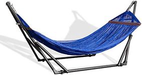 Best Home Fashion Hammock with Collapsible Steel Stand & Carrying Case, Portable & Adjustable, Perfect for Camping Beach Summer Patio, EZ Daze Foldable Hammock with Stand - Navy