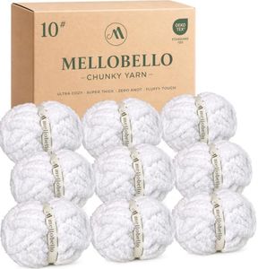 9 Pack Jumbo Chunky Yarn for Hand Knitting - Chunky Chenille Yarn for Crocheting Blankets,Super Soft Bulky Fluffy Yarn, (22yds,8oz Each Skein),Pure White