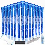 CHAMPKEY Traction-X Golf Grips Set of 13 - Choose Between 13 Grips with 15 Tapes and 13 Grips with All Repair Kits (Blue&White, Midsize)