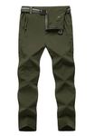 TBMPOY Men's Lightweight Hiking Pants with Belt 5 Zip Pockets Waterproof Quick-Dry Travel Fishing Work Outdoor Pants