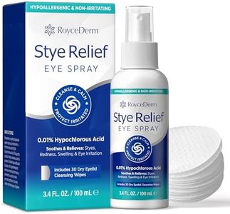 Stye Eye Treatment Relief Spray - Hypochlorous Acid Mist for Itchy, Dryness Eyelids & Makeup Removal - Eyelash, Eyelid Cleanser & Around Eye Wash Care with Natural Ingredients, Cotton Pads, Kids Safe