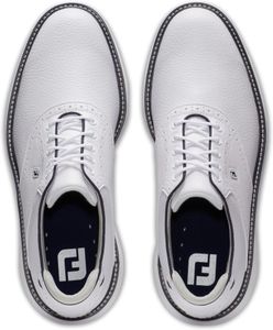 FootJoy Men’s Spikeless Golf Shoes, White/Navy – Wide Fit, Size 9 UK