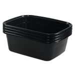 Knifefish 12 Quart Plastic Washing Basins, 4 Packs Dish Pan, Rectangular Wash Tub, Black