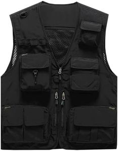 Flygo Men's Multi-Pocket Outdoor Quick Dry Mesh Fishing Safari Photo Work Vest (X-Large, Black)