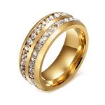 Promise Ring Women, Stainless Steel Wedding Rings and Bands for Women 8MM Cubic Zirconia Gold Promise Rings Engraved Size 8