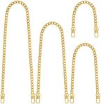 Yuronam 4 Different Sizes Flat Purse Chain Iron Bag Link Chains Shoulder Straps Chains with Metal Buckles Hook for Replacement, DIY Handbags Crafts, 47.2/31.5/15.7/7.9 Inches(Gold)