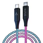 Statik Light Up Charger Cable - GloBright Braided LED Charging Cable, Glowing Super Fast Charging 100W Light Up Cable, Data Transfer, Lighted Phone Charger Cord - 6FT/2M, Type USB C to USB C