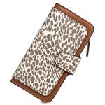 Pearl Angeli Wallets for Women RFID Trifold Clutch Fashion PU Leather Long Purse Ladies Credit Card Holder, B-Lepoard Brown, L, Leopard Print Clutch