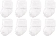 Luvable Friends Unisex Baby Newborn and Baby Terry Socks, White, 0-6 Months