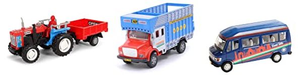 Centy Toys Plastic Public Truck -Red Trolley Tractor (Colors May Vary) Plastic Pull Back School Bus, 1Pcs, Yellow, Kid