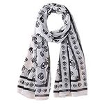 Womens Scarf Lightweight Skull Print Scarf Shawl Wrap Ladies Novelty Long Scarf