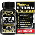 Natural Sleep Aid Canadian-Made All-in-One Supplement Without Melatonin – Extra Strength Magnesium Glycinate, Magnesium Taurate, Valerian Root, Passion Flower, Lemon Balm, L-Tryptophan, Chamomile, Hops, & Vitamin B6 for Better Sleep | Zero Drug, Non-Habit Forming, Long-Term Effectiveness | 60 Sleeping Pills (Veggie Capsules)