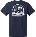 Joe's Surf Shop Graphic Heavyweight Cotton T-Shirts in Regular, Big & Tall, Navy / White Vintage Beach Logo, S