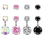 MODRSA Belly Button Ring Belly Rings Surgical Steel Belly Button Rings for Women Navel Piercing Jewelry Short Belly Button Ring 6mm 1/4" Pink Black