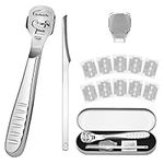 AUXSOUL Pedicure Kit, 13 Pcs Foot Care Rasp Files Callus Shaver with Foot File, 10* Blades, Protection Cap, Storage Box, Heel Scraper Callus Remover Tool for Removing Dead Skin and Tough Skin(Silvery)