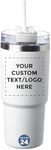 DISCOUNT PROMOS Custom Lotus Travel Mugs 23 oz., Set of 24, Personalized Bulk Pack - Ideal for On-the-Go Sipping, Perfect for Coffee, Soda, Other Hot & Cold Beverages - White