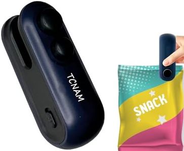 TCNAM Portable Mini Sealing Machine For Plastic Bags_Essential Kitchen Gadget For Travelling Food Packet, Chips, Snacks_2 in 1 Sealer With Cutter And Magnet_Type-C Rechargable Unique Gadget_Blue