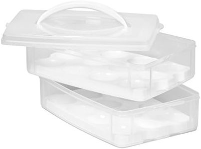 Snapware Snap 'N Stack Portable Storage Carrier with Lid for Eggs, BPA-Free Egg Holders, Dessert Carrier with Stackable Trays, Microwave, Freezer and Dishwasher Safe(Clear)