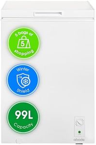 Abode Freestanding White Chest Freezer 99L with Removable Wire Basket & Counter Balance Lid, Adjustable Thermostat, 4 Star Freezer, Suitable for Garages & Outbuildings A99CF0E1W