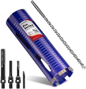 DaduoRi 3" Pro Dry Core Drill Bit with Pilot Bit & 3 Adapters (SDS Plus/SDS Max/1/2 Hex), Upgraded-Welded Blade Core Bits for Concrete with Rebar, Masonry, Brick, Mortar - 9.5" Depth, 5/8"-11 Thread