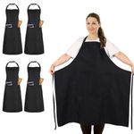 FunChaos 4 Pack Plus Size Aprons, Large Kitchen Apron with 2 Pockets, Adjustable Black Apron for Big Men and Women for Cooking, Baking, Cleaning, Gardening, BBQ