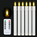 cimetech 6 PCS LED Taper Candles Flameless Candles Flickering, Christmas Window Candles Lights Battery Operated Candles with Timer Function and Remote, LED Battery Candles for Easter Blessing