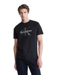 Calvin Klein Mens Monogram Logo Crewneck T-Shirt, Black Beauty, Small