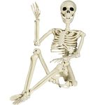 SIFOEL Halloween Posable Skeleton - 90cm Full Body Halloween Skeleton with Movable Joints for Halloween Outdoor Indoor Garden House Patio Decorations (90cm)