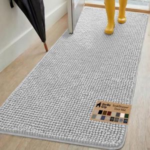 GORILLA GRIP Dog Doormat, Absorbent Doormats for Muddy Dogs Paws, 70x24 Machine Washable Soakstopper Rugs, Cleaner Floors, US Designed Pet Bed Door Mat, Indoor Entrance Pets Rug, Light Gray