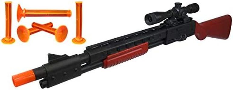 Nicky Bigs Novelties 23" Pump Action Suction Dart Bullet Rifle Western Hunting Novelty Toy Plastic Shooting Sniper Scope Fake Gun Black with Orange Tip